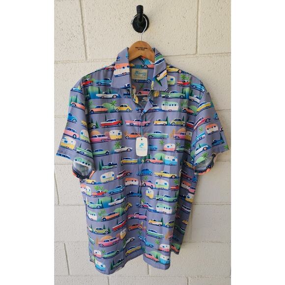 Vacation is a State of Mind Hawaiian Shirts MCM Car Trailer Button Down NWT XL - Picture 1 of 4